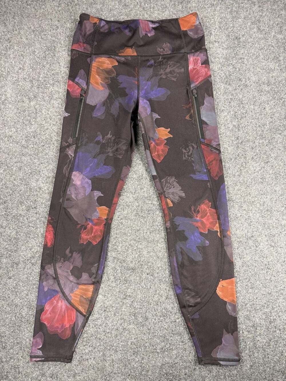 Athleta Rainier Printed Tight Leggings Floral Pattern with Zipper Pockets - Picture 1 of 10
